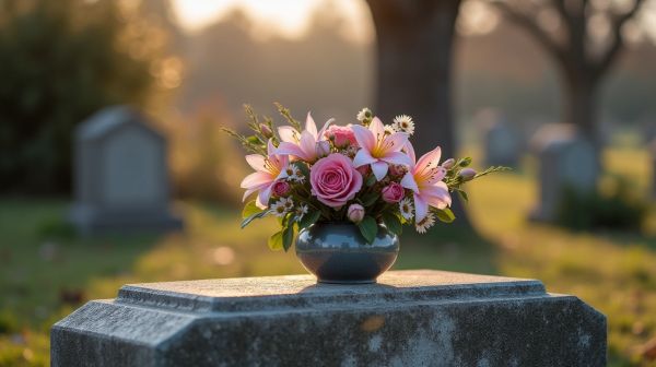 Des fleurs céramiques pour orner dignement une tombe